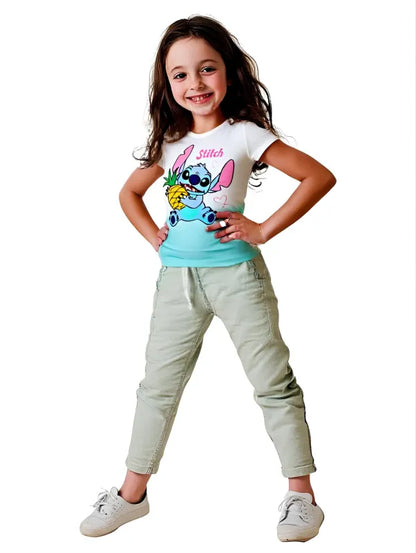 Disney Lilo und Stitch Mädchen Kinder kurzarm T-Shirt Shirt - WS-Trend.de Gr. 92-128 100% Baumwolle