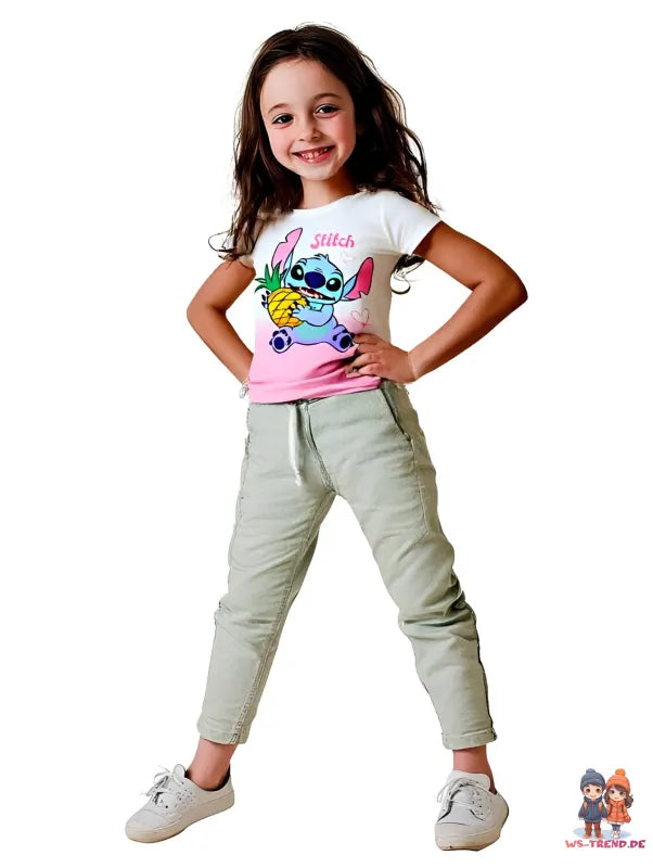 Disney Lilo und Stitch Mädchen Kinder kurzarm T-Shirt Shirt - WS-Trend.de Gr. 92-128 100% Baumwolle