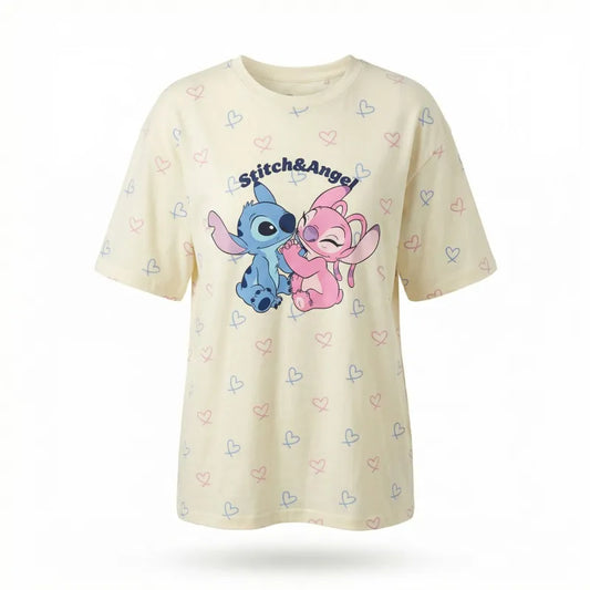 Disney Stitch Damen kurzarm Schlafshirt Nachthemd Langshirt - WS-Trend.de
