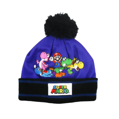 Super Mario Yoshi Kinder Herbst Wintermütze - WS-Trend.de und Winter Mütze Gr. 52/54 Kindermütze Bommel Rot Blau