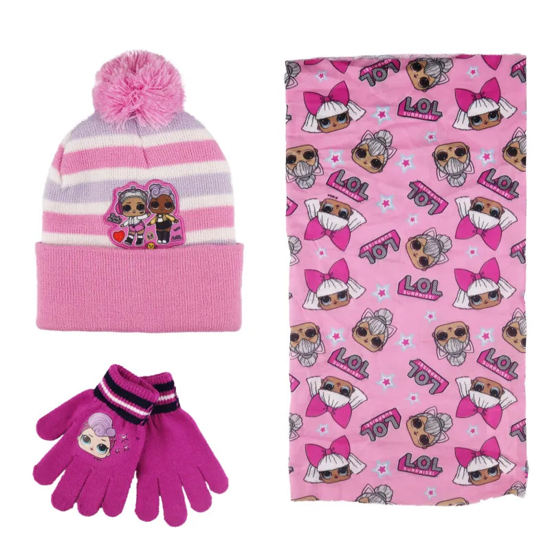 LOL Surprise - Kinder Herbst Winter Set - WS-Trend.de Wintermütze Handschuhe Loop Bommelmütze