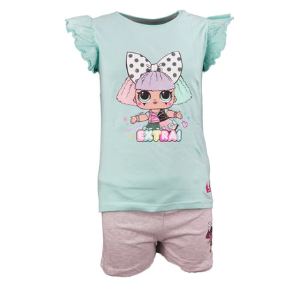 LOL Surprise Kinder Schlafanzug Pyjama - WS-Trend.de kurzarm 98 bis 128 Baumwolle Grün Rosa