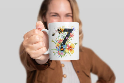 Name A bis Z und 9 Blumen Bienen Kaffeetasse Teetasse Tasse Geschenkidee - WS-Trend.de