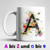 Name A bis Z und 0 bis 9 Blumen Bienen Kaffeetasse Teetasse Tasse Geschenkidee