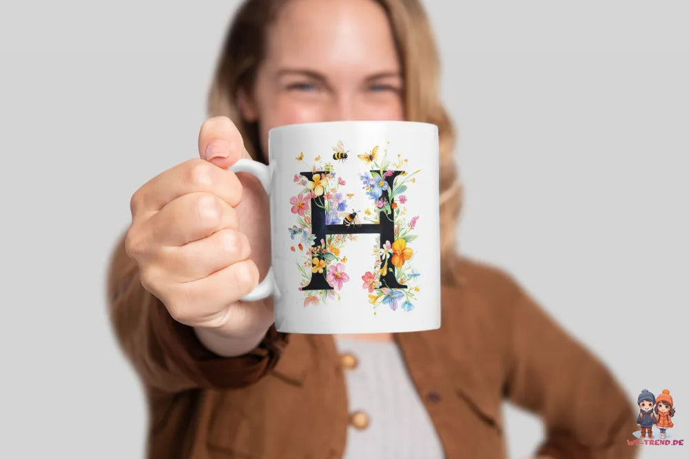 Name A bis Z und 9 Blumen Bienen Kaffeetasse Teetasse Tasse Geschenkidee - WS-Trend.de