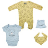 Teddybär Baby 4 tlg Set Body Strampler Lätzchen Mütze