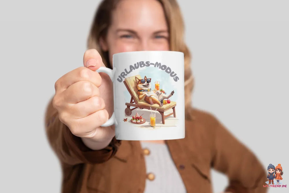 Hund Urlaubs-Modus lustige Keramik Kaffeetasse Teetasse Tasse Geschenkidee - WS-Trend.de