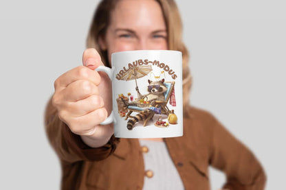 Waschbär Urlaubs-Modus Keramik Kaffeetasse Teetasse Tasse Geschenkidee - WS-Trend.de