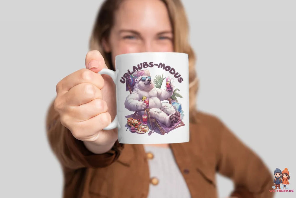 Eisbär Urlaubs-Modus Keramik Kaffeetasse Teetasse Tasse Geschenkidee - WS-Trend.de