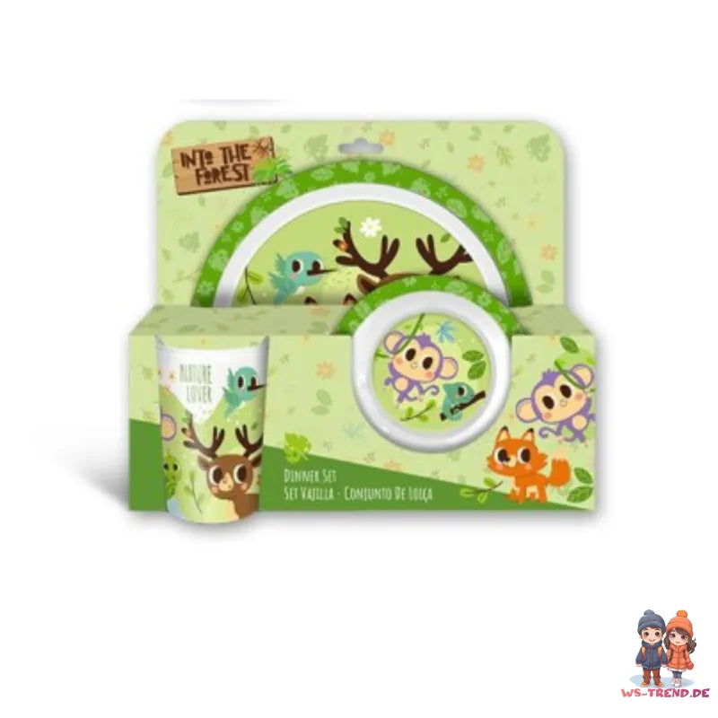 Fuchs Reh Kinder Geschirr-Set 3 tlg Becher Teller Schüssel Geschenkverpackung - WS-Trend.de