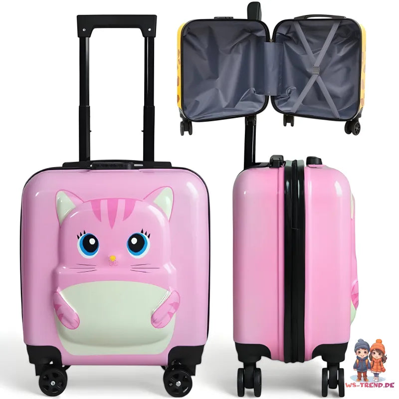 Katze 3D Kinder Trolley Kinderkoffer ABS Kindertrolley 45x35x25 cm - WS-Trend.de