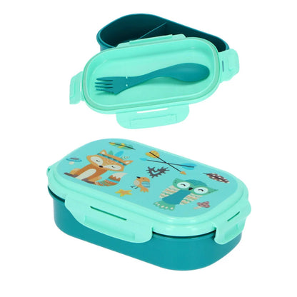 Waldtiere 3 tlg Kinder Lunch Set Brotdose Aluminium Trinkflasche 500 ml Göffel - WS-Trend.de