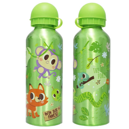 Waldtiere 3 tlg Kinder Lunch Set Brotdose Aluminium Trinkflasche 500 ml Göffel - WS-Trend.de