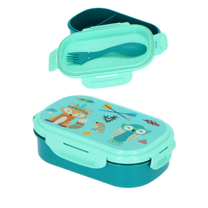 Waldtiere 3 tlg Kinder Lunch Set Brotdose Aluminium Trinkflasche 500 ml Göffel - WS-Trend.de