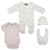 Wölkchen Baby 4 tlg Set Body Strampler Lätzchen Mütze