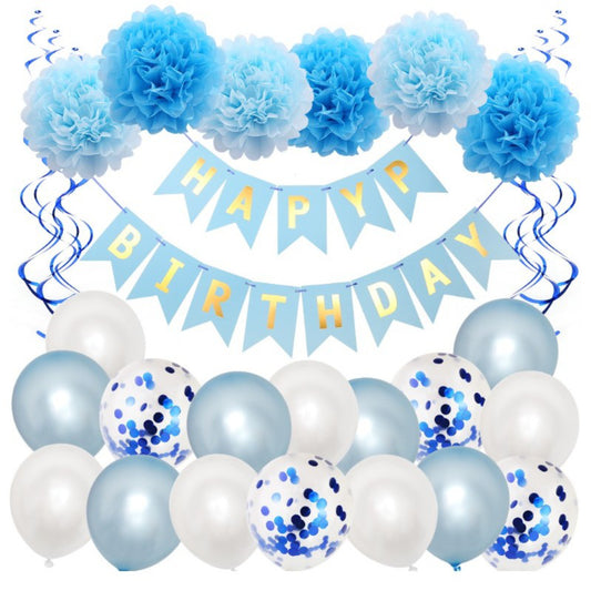 Happy Birthday Luftballons Geburtstag Party Deko Set 24 teilig Blau