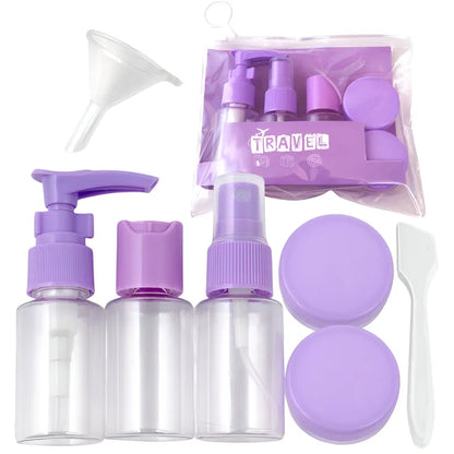 Kulturbeutel Reiseflaschen 7-tlg Set Schampooflasche Dosen Sprühflasche - WS-Trend.de