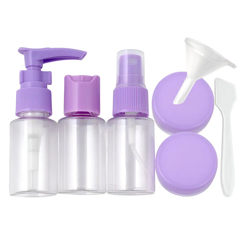 Kulturbeutel Reiseflaschen 7-tlg Set Schampooflasche Dosen Sprühflasche - WS-Trend.de