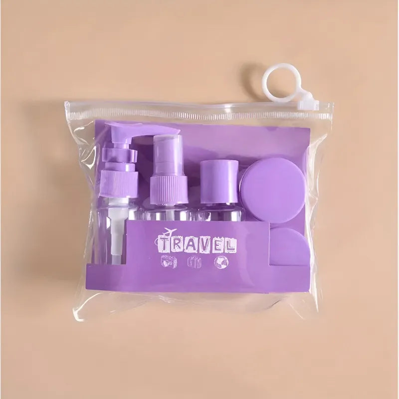 Kulturbeutel Reiseflaschen 7-tlg Set Schampooflasche Dosen Sprühflasche - WS-Trend.de
