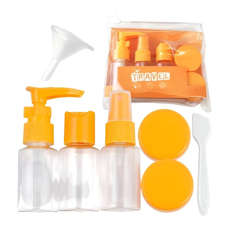 Kulturbeutel Reiseflaschen 7-tlg Set Schampooflasche Dosen Sprühflasche - WS-Trend.de