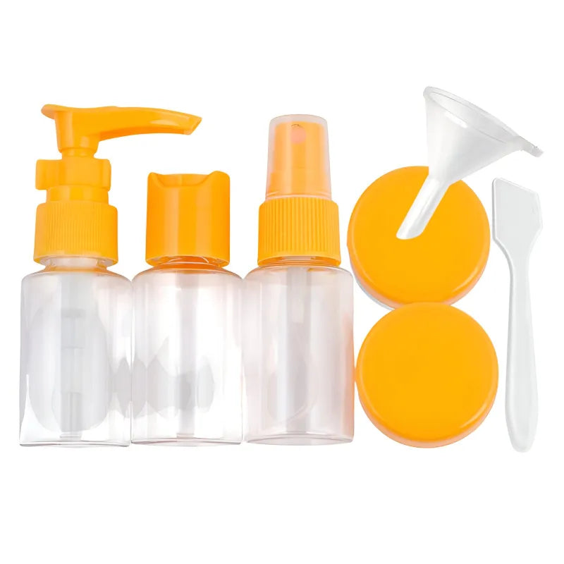 Kulturbeutel Reiseflaschen 7-tlg Set Schampooflasche Dosen Sprühflasche - WS-Trend.de