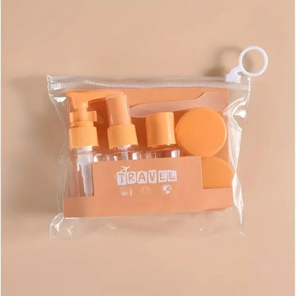 Kulturbeutel Reiseflaschen 7-tlg Set Schampooflasche Dosen Sprühflasche - WS-Trend.de