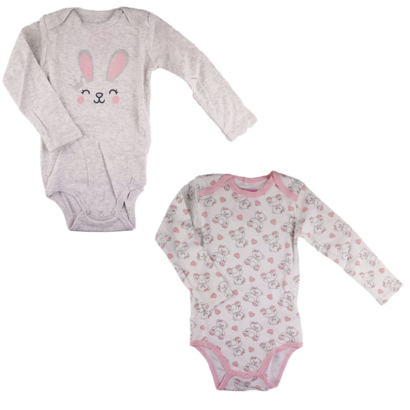 Baby 2er Pack langarm Body Strampler - WS-Trend.de Schlafanzug Gr. 68 bis 92 Häschen Kätzchen