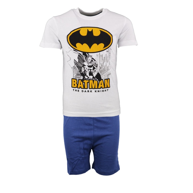 DC Comics BATMAN Kinder kurzarm Pyjama - WS-Trend.de Batman kurz Schlafanzug 104 bis 134 Weiß Grau