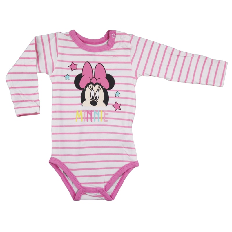 Disney Minnie Maus Baby Kleinkind gestreifter langarm Body - WS-Trend.de Strampler Gr. 68 - 92