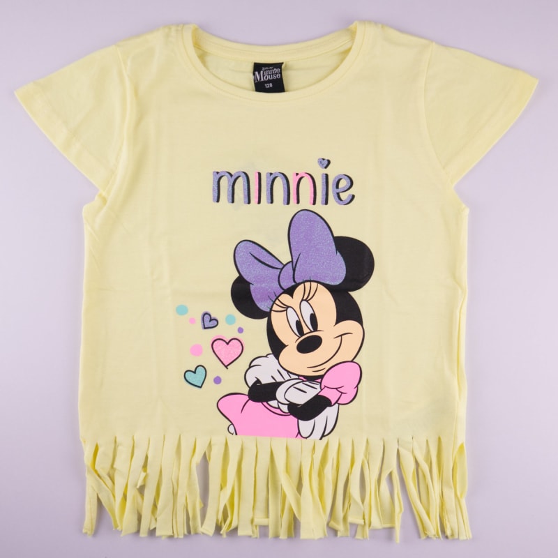 Disney Minnie Maus Fransen Kinder T-Shirt - WS-Trend.de Mädchen Top Tops - Gelb Grau 104-134