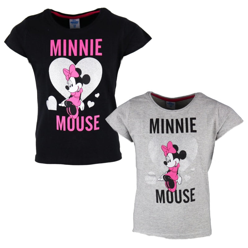Disney Minnie Maus Glitter Love Kinder kurzarm T-Shirt - WS-Trend.de Heart Mädchen Baumwolle