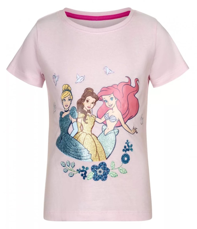 Disney Prinzessin Kinder T-Shirt - WS-Trend.de Mädchen Top - Rosa Weiß 98 - 128 100 Baumwolle