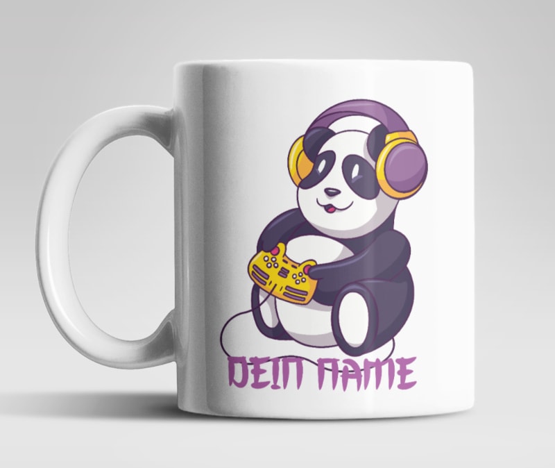 Gamer Panda Tasse mit Wunschnamen - WS-Trend.de Kaffeetasse Teetasse Geschenkidee Geschenk