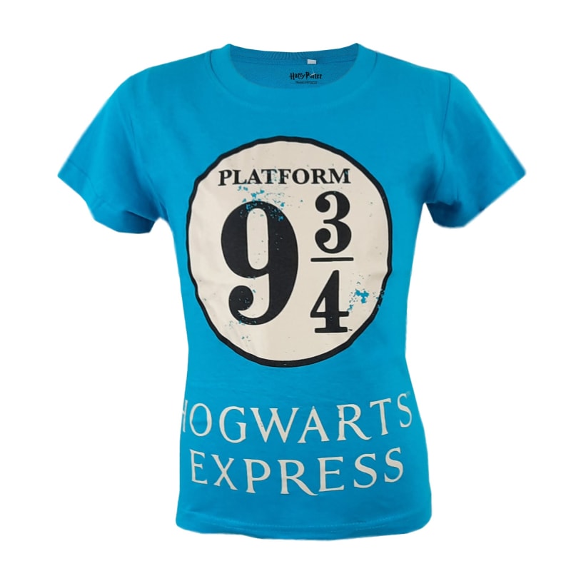 Harry Potter Hogwarts Express T-Shirt Blau Weiß - Größe 116 bis 152 cm - WS-Trend.de - Unisex Baumwolle