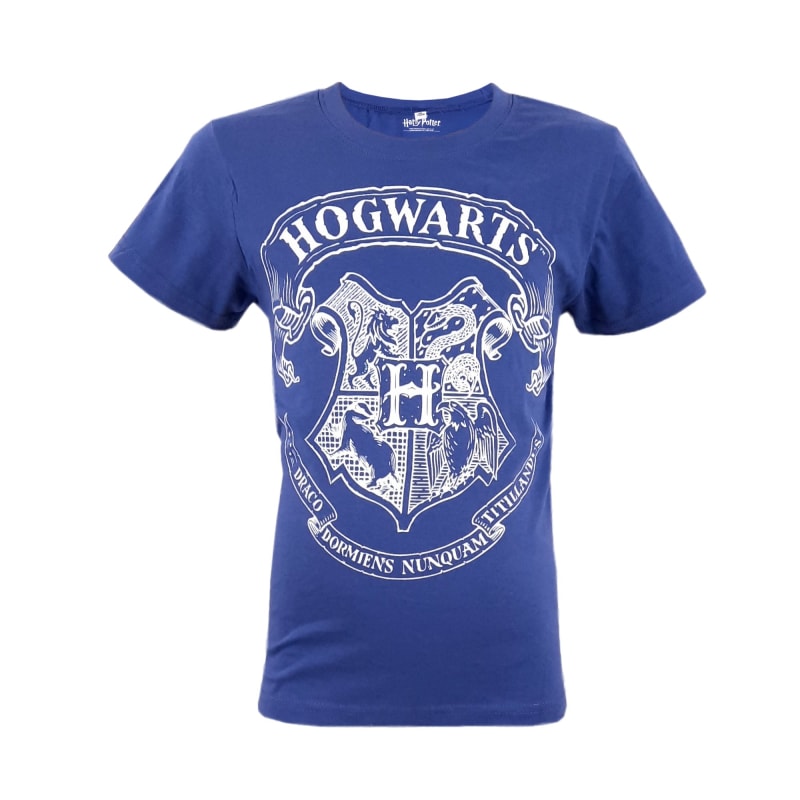 Harry Potter Hogwarts kurzarm T-Shirt Blau - WS-Trend.de - Größe 110 bis 152 cm Unisex Baumwolle