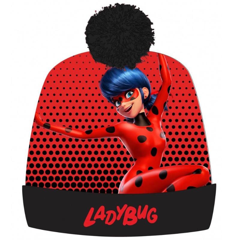 Miraculous - Ladybug Wintermütze mit Bommel 52 oder 54 cm - WS-Trend.de - Rot Schwarz