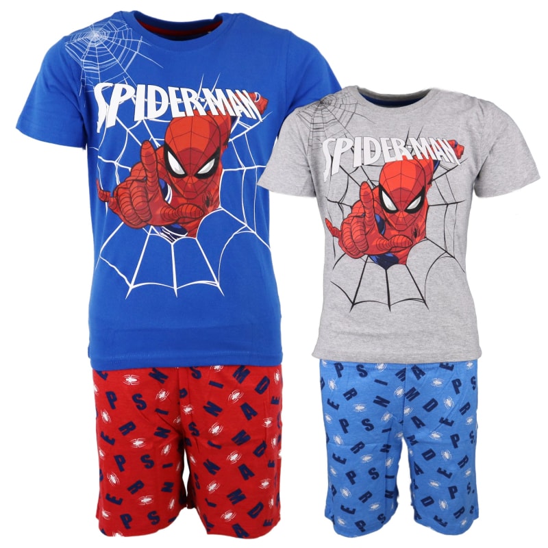Marvel Spiderman Kinder Schlafanzug Pyjama kurz - WS-Trend.de Baumwolle Blau Rot 104-134