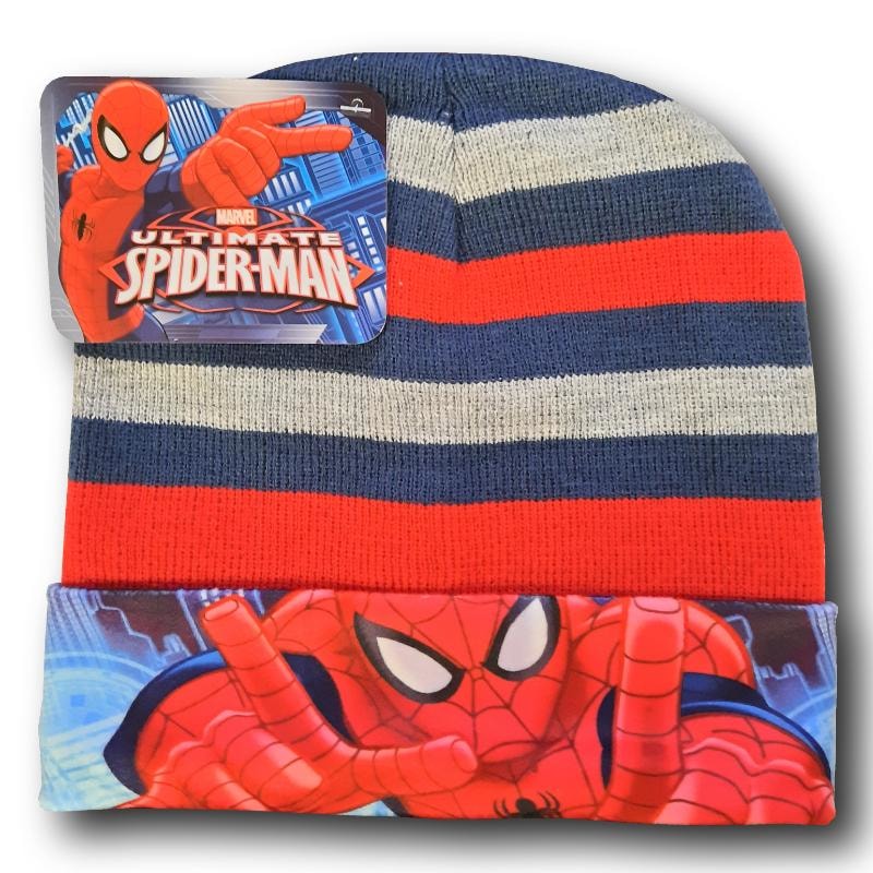 Marvel Spiderman mit Krempe - Kinder Wintermütze 52 oder 54 cm - WS-Trend.de Blau Rot