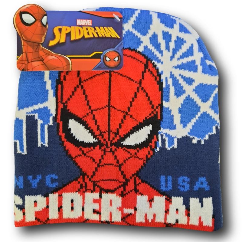 Marvel Spiderman Pixel - Kinder Wintermütze 52 oder 54 cm - WS-Trend.de Blau Dunkelblau