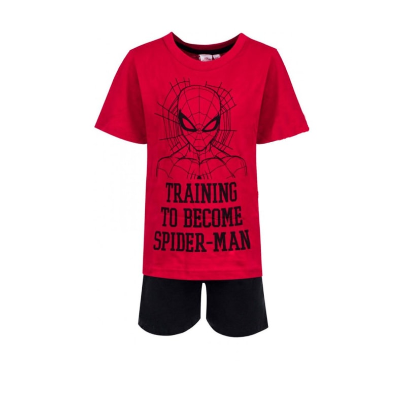 Marvel Spiderman Schlafanzug Pyjama kurz - Größe 98 bis 128 - WS-Trend.de Kinder Baumwolle Schwarz Rot 98-128