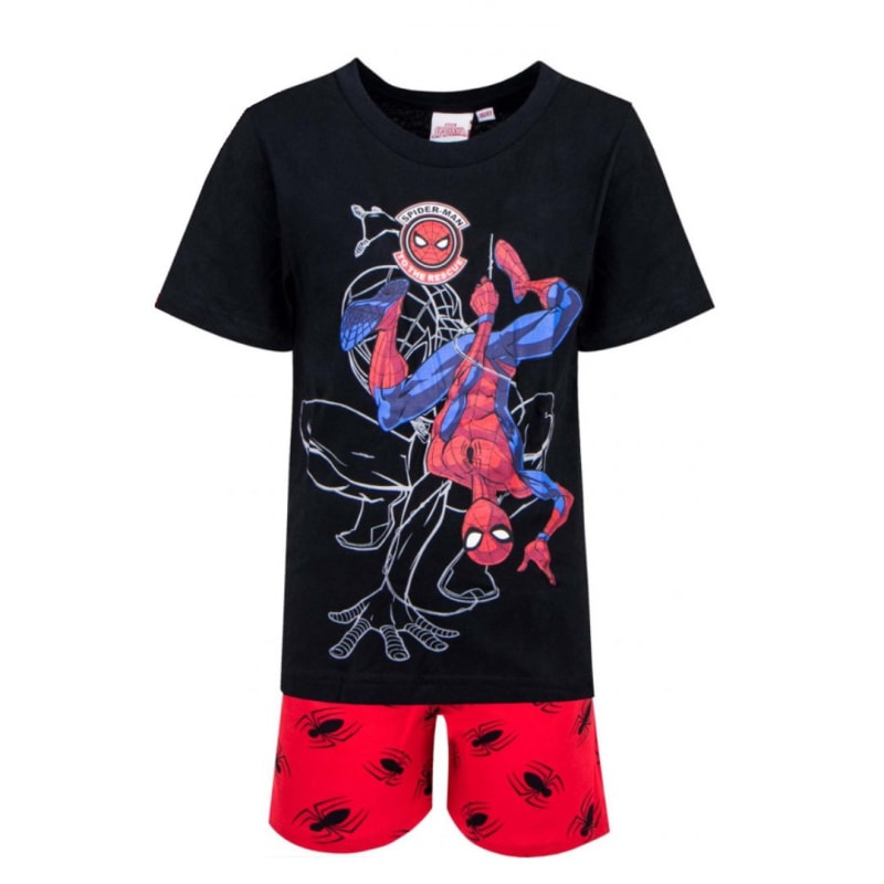 Marvel Spiderman Schlafanzug Pyjama kurz - Größe 98 bis 128 - WS-Trend.de Kinder Baumwolle Schwarz Rot 98-128