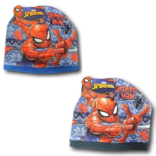 Marvel Spiderman Schneeflocken - Kinder Wintermütze 52 oder 54 cm - WS-Trend.de Blau Dunkelblau