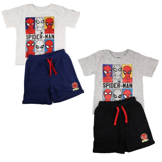 Marvel Spiderman Sommerset Shorts plus T-Shirt - WS-Trend.de 104 bis 134 - Grau Weiß