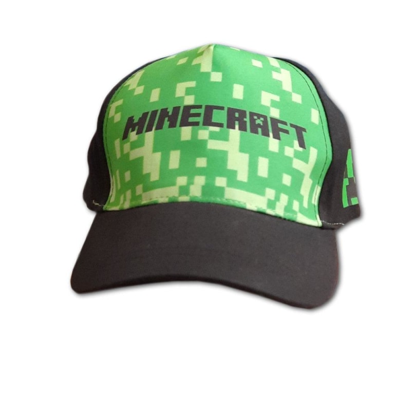 Minecraft Creeper - Basecap Baseball Kappe 54 oder 56 cm Grün - WS-Trend.de - Kinder Basecaps für Jungen Schwarz Baumwolle