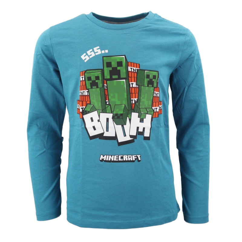 Minecraft Creeper BOOM Gamer Kinder langarm Shirt - WS-Trend.de Gr. 116-152 Baumwolle Grün