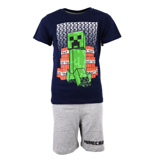 Minecraft Creeper Kinder kurzarm Pyjama Schlafanzug - WS-Trend.de 116 -152