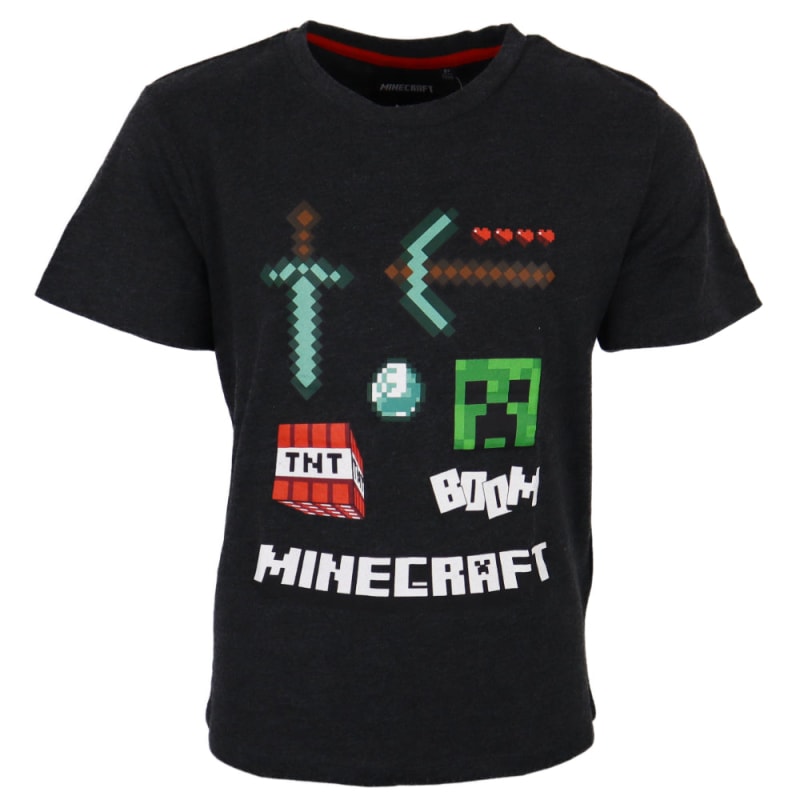 Minecraft Creeper Kinder kurzarm T-Shirt - WS-Trend.de Kleidung Jungen Dunkelgrau