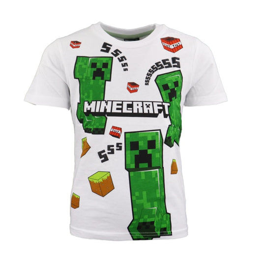 Minecraft Creeper Kinder kurzarm T-Shirt - WS-Trend.de Kleidung Jungen Weiß Baumwolle