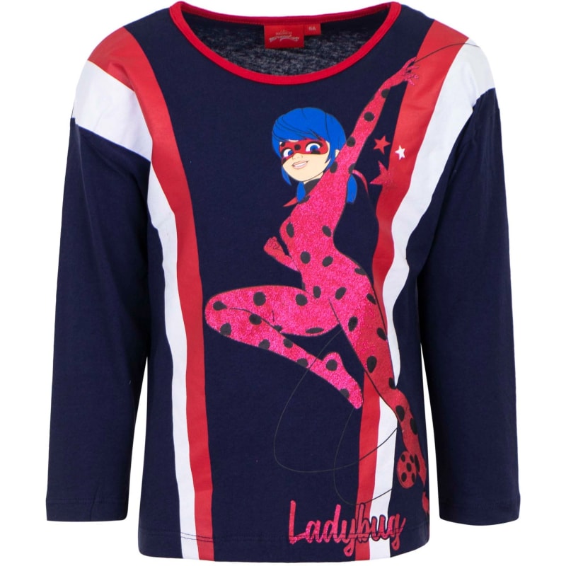 Miraculous Ladybug Kinder Langarm T-Shirt - WS-Trend.de Cat Noir Shirt - Blau Weiß 104-128