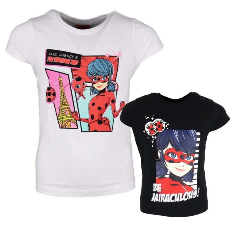Miraculous Ladybug Kinder T-Shirt - WS-Trend.de Top kurzarm Shirt Weiß Mädchen 116 bis 146